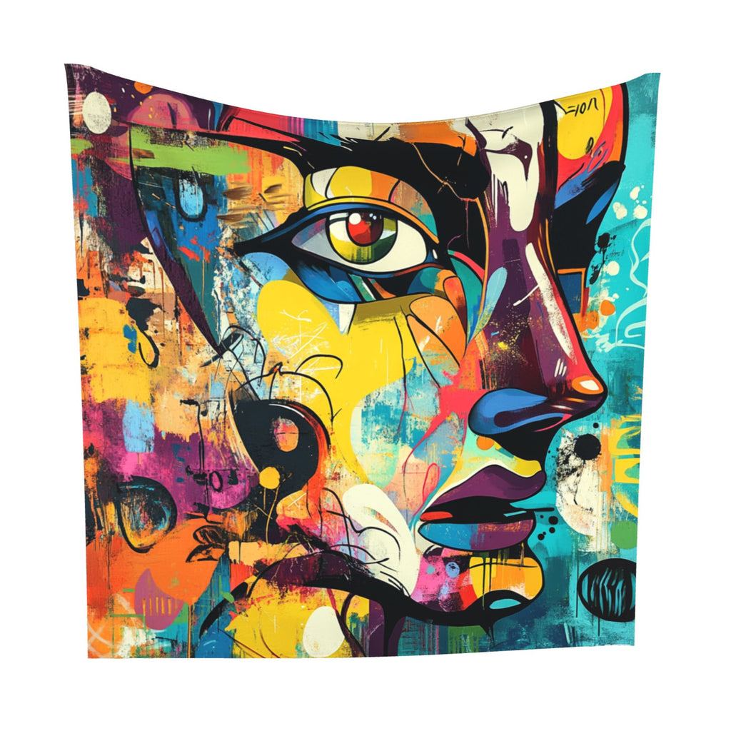 Abstract Colorful Face Wall Tapestry – Large Artistic Home Decor 150×150cm