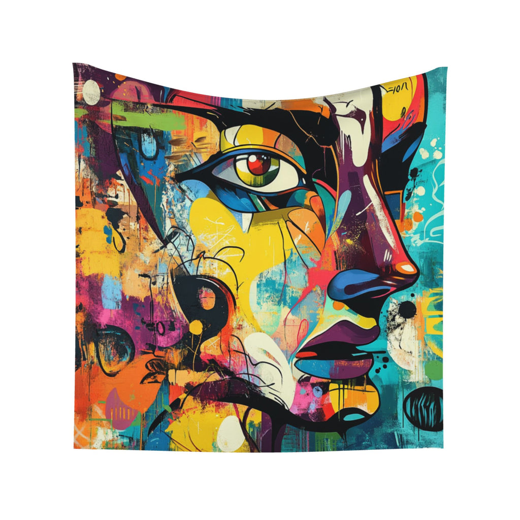 Abstract Colorful Face Wall Tapestry – Large Artistic Home Decor 150×150cm