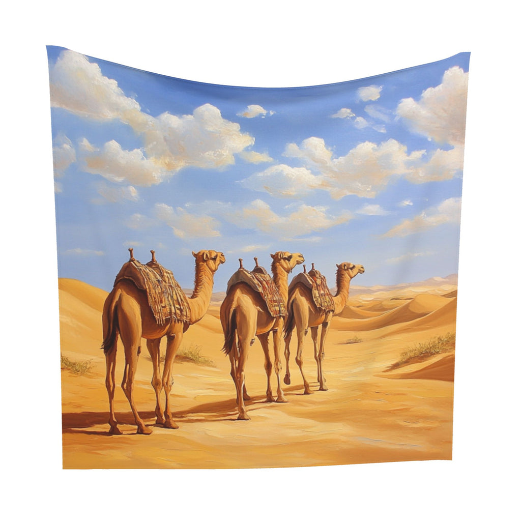 Desert Caravan Camel Wall Tapestry – Large Exotic Travel Decor 150×150cm