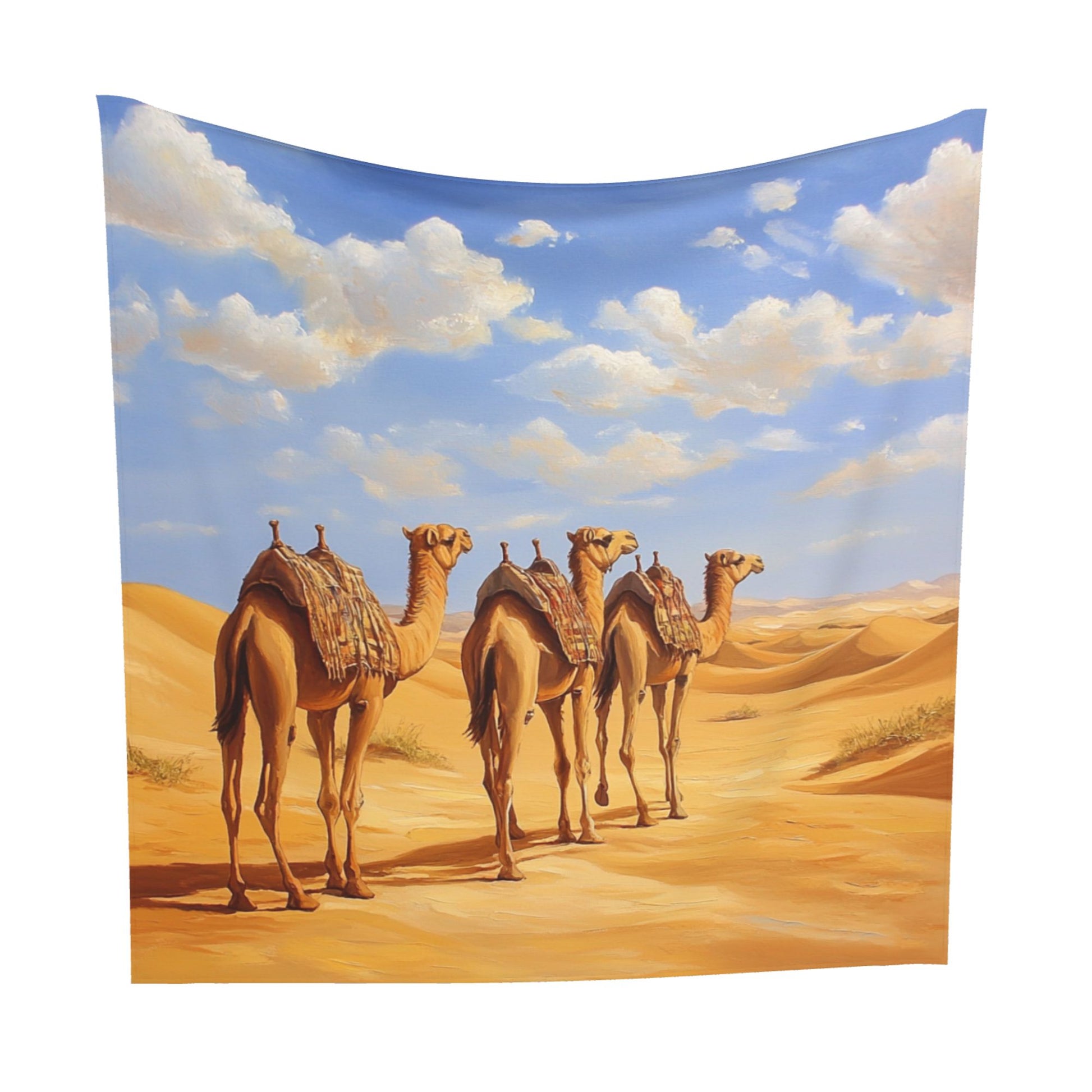Desert Caravan Camel Wall Tapestry – Large Exotic Travel Decor 150×150cm