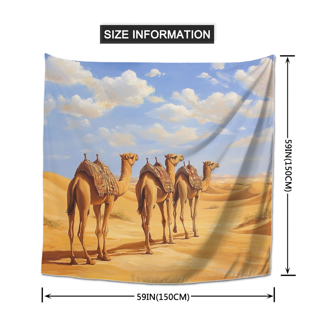 Desert Caravan Camel Wall Tapestry – Large Exotic Travel Decor 150×150cm