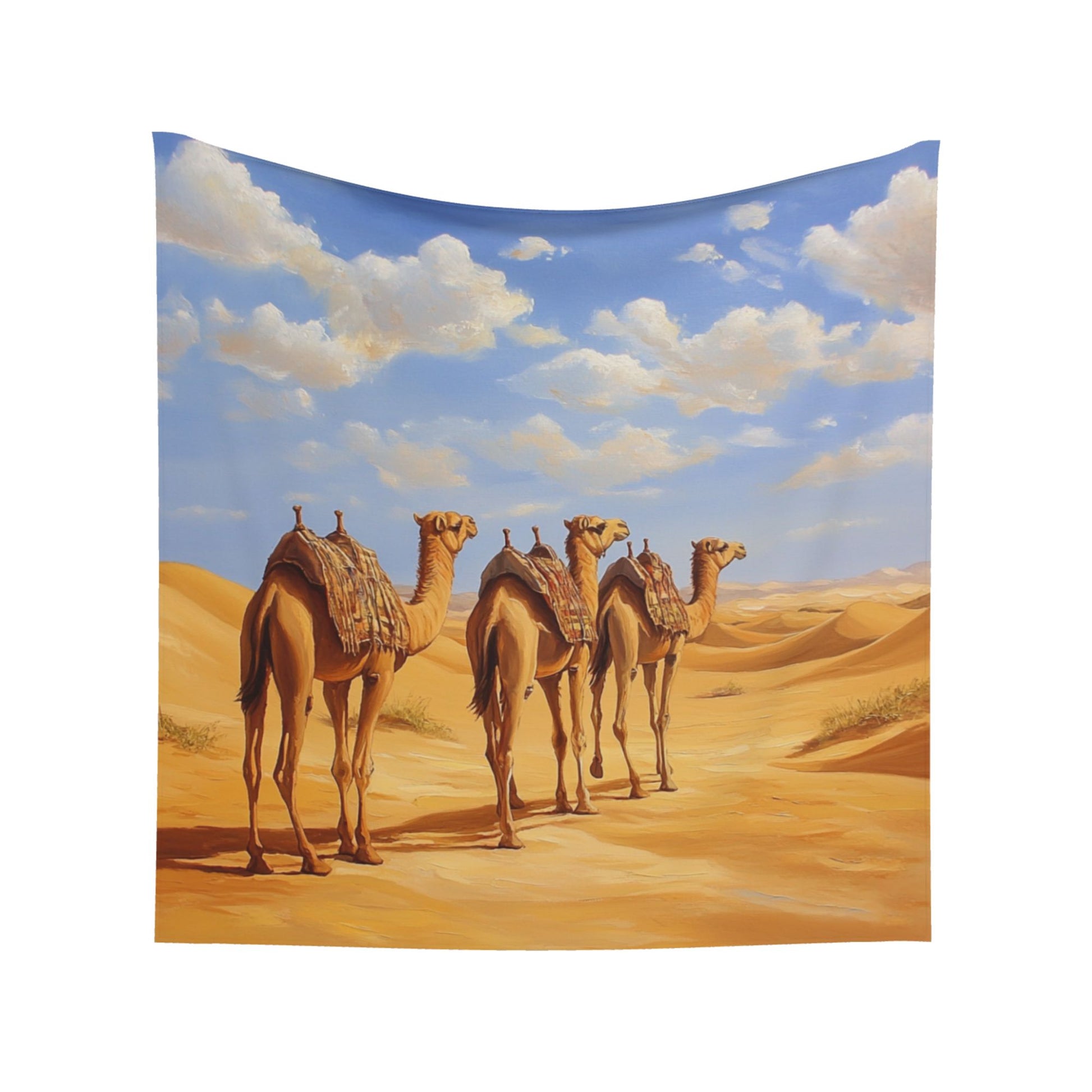 Desert Caravan Camel Wall Tapestry – Large Exotic Travel Decor 150×150cm
