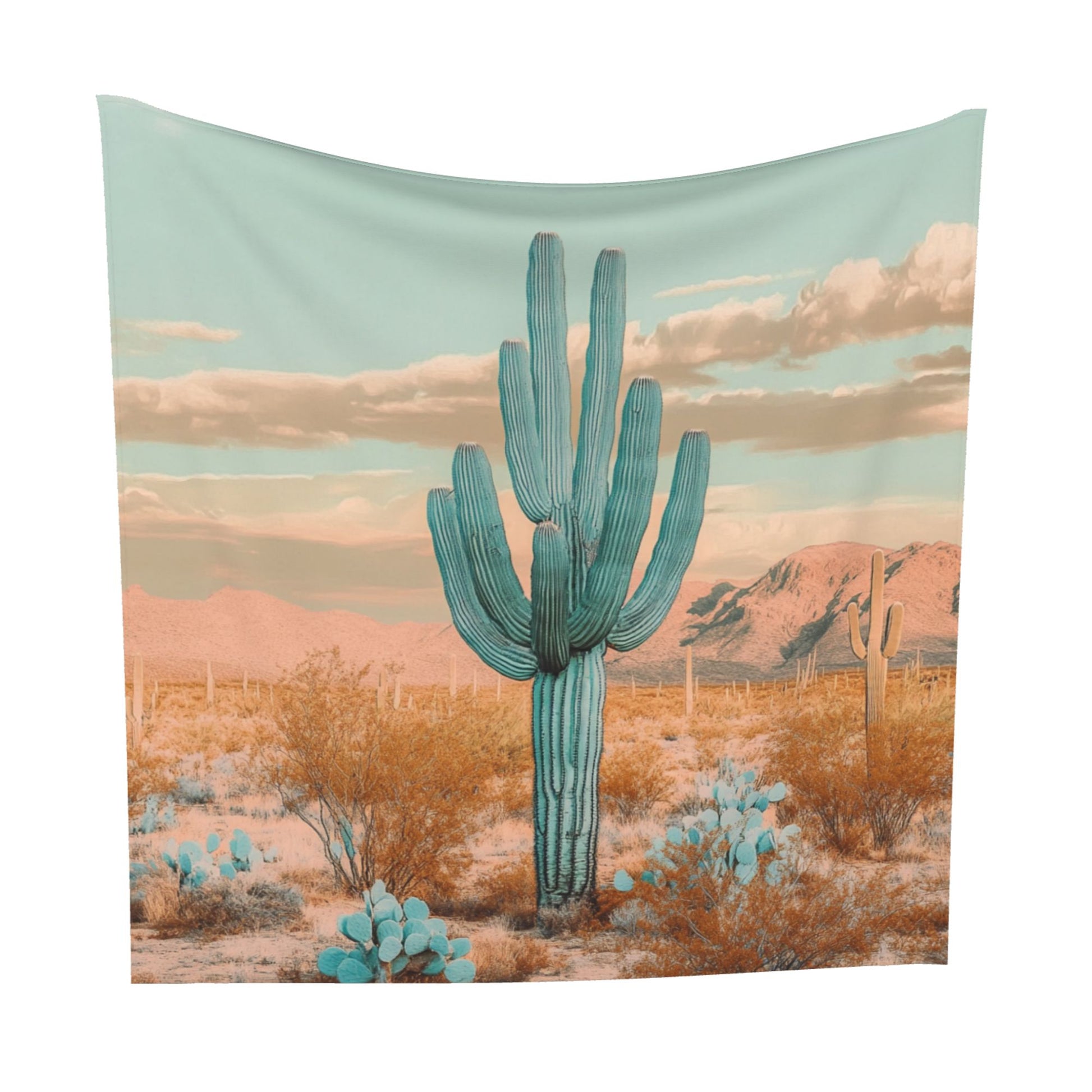 Desert Cactus Wall Tapestry – Large Western Nature Landscape Home Decor 150×150cm