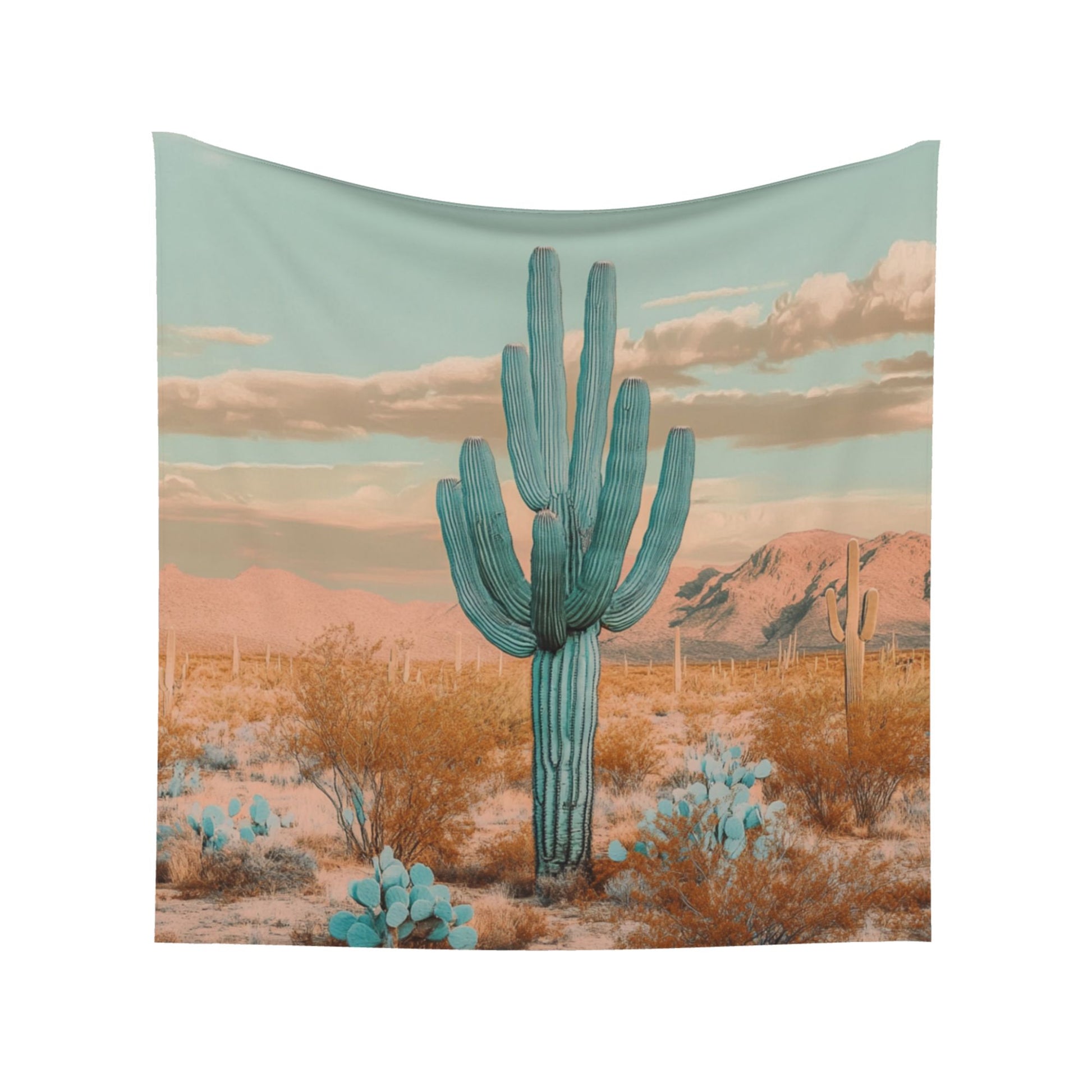 Desert Cactus Wall Tapestry – Large Western Nature Landscape Home Decor 150×150cm