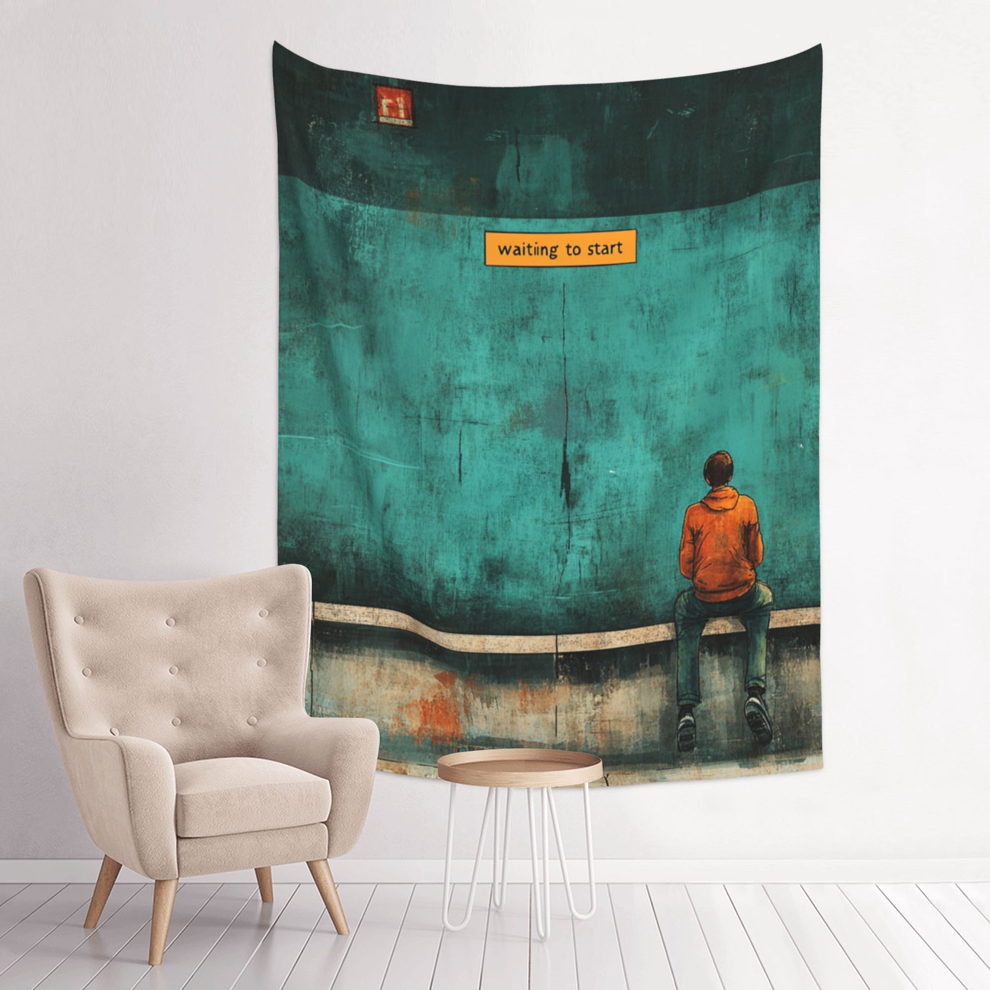 “Waiting to Start” Creative Minimalist Tapestry – Vintage Artistic Wall Decor 73×95cm