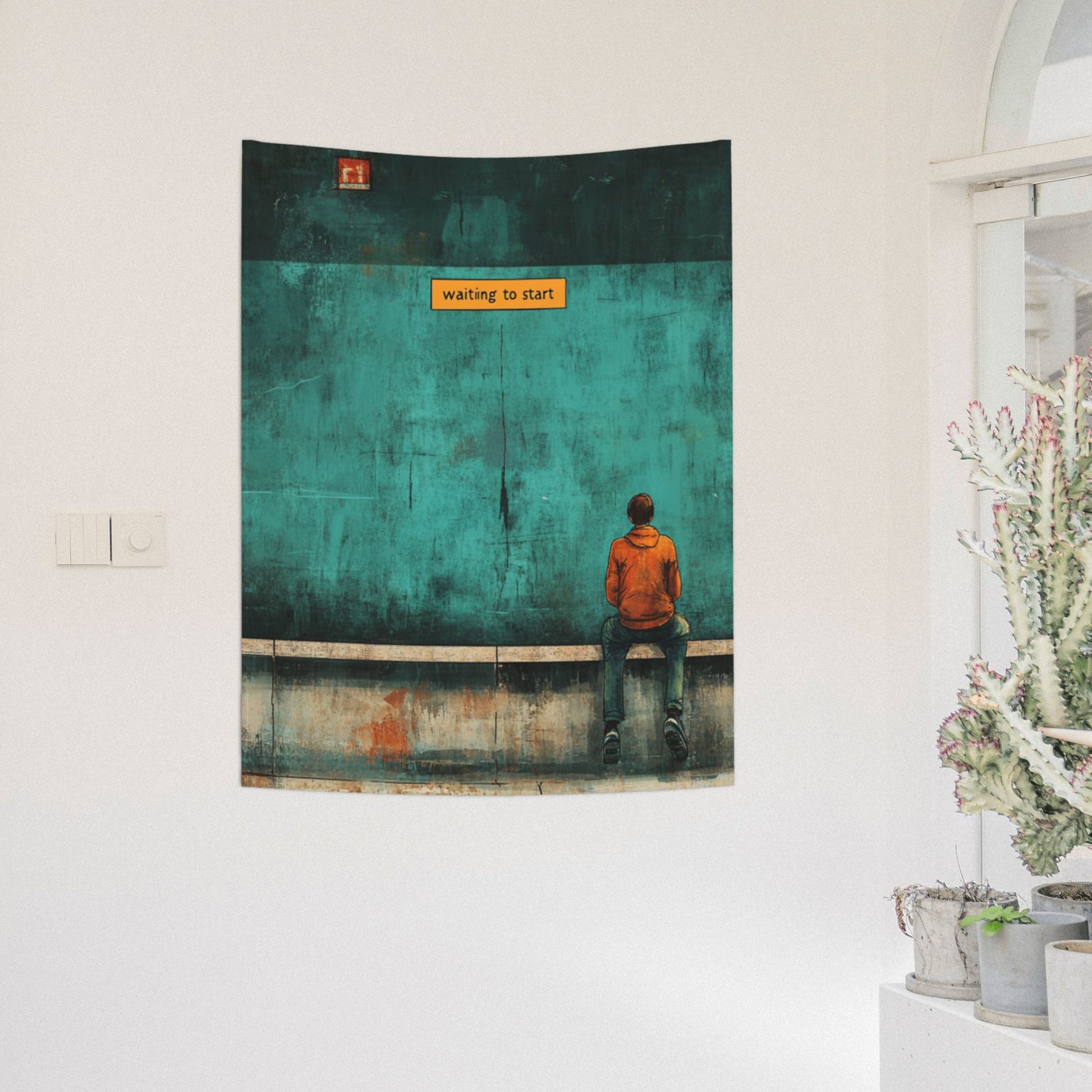 “Waiting to Start” Creative Minimalist Tapestry – Vintage Artistic Wall Decor 73×95cm