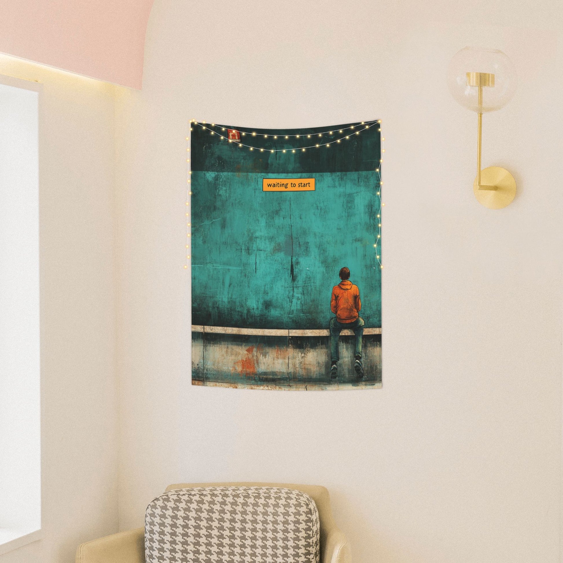 “Waiting to Start” Creative Minimalist Tapestry – Vintage Artistic Wall Decor 73×95cm