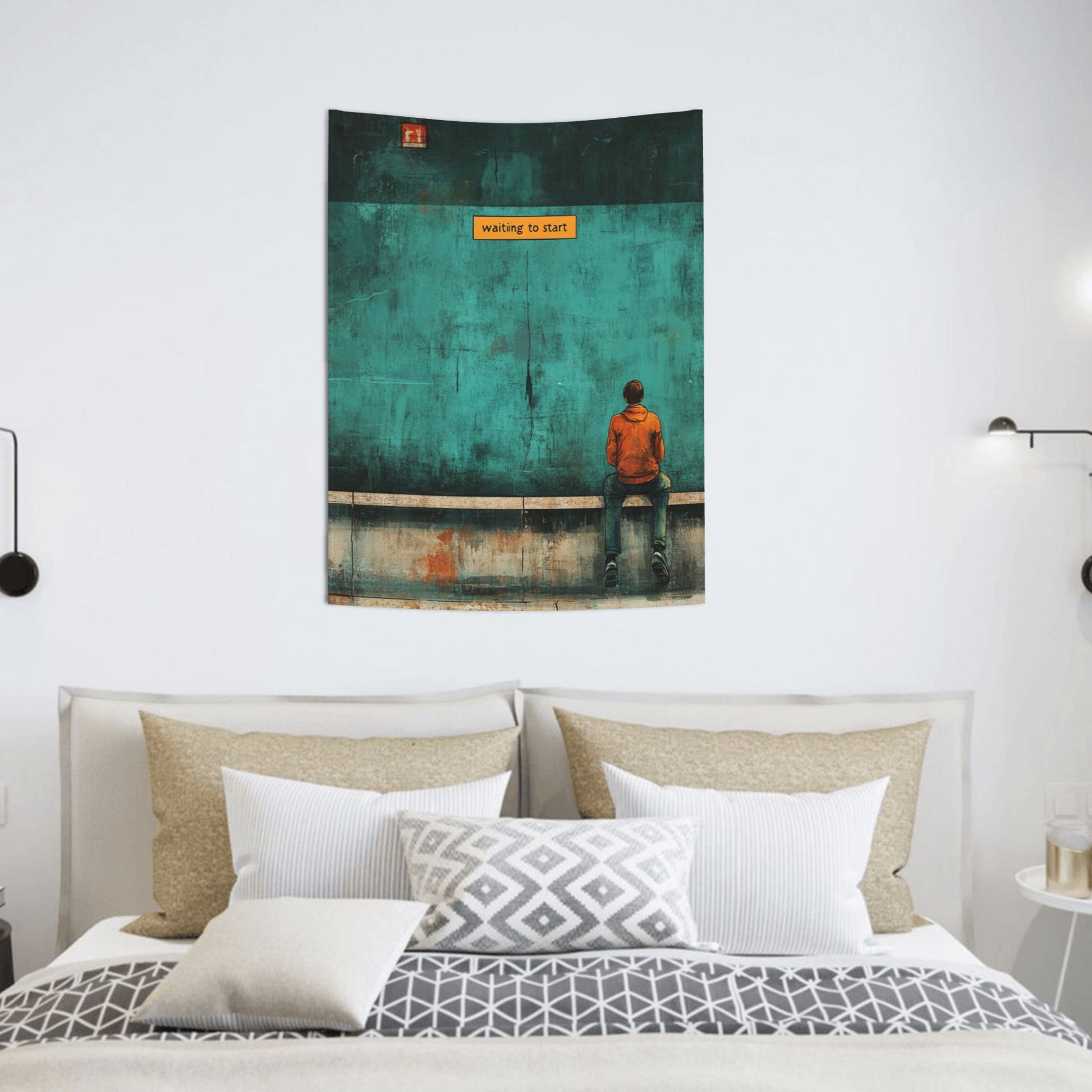“Waiting to Start” Creative Minimalist Tapestry – Vintage Artistic Wall Decor 73×95cm