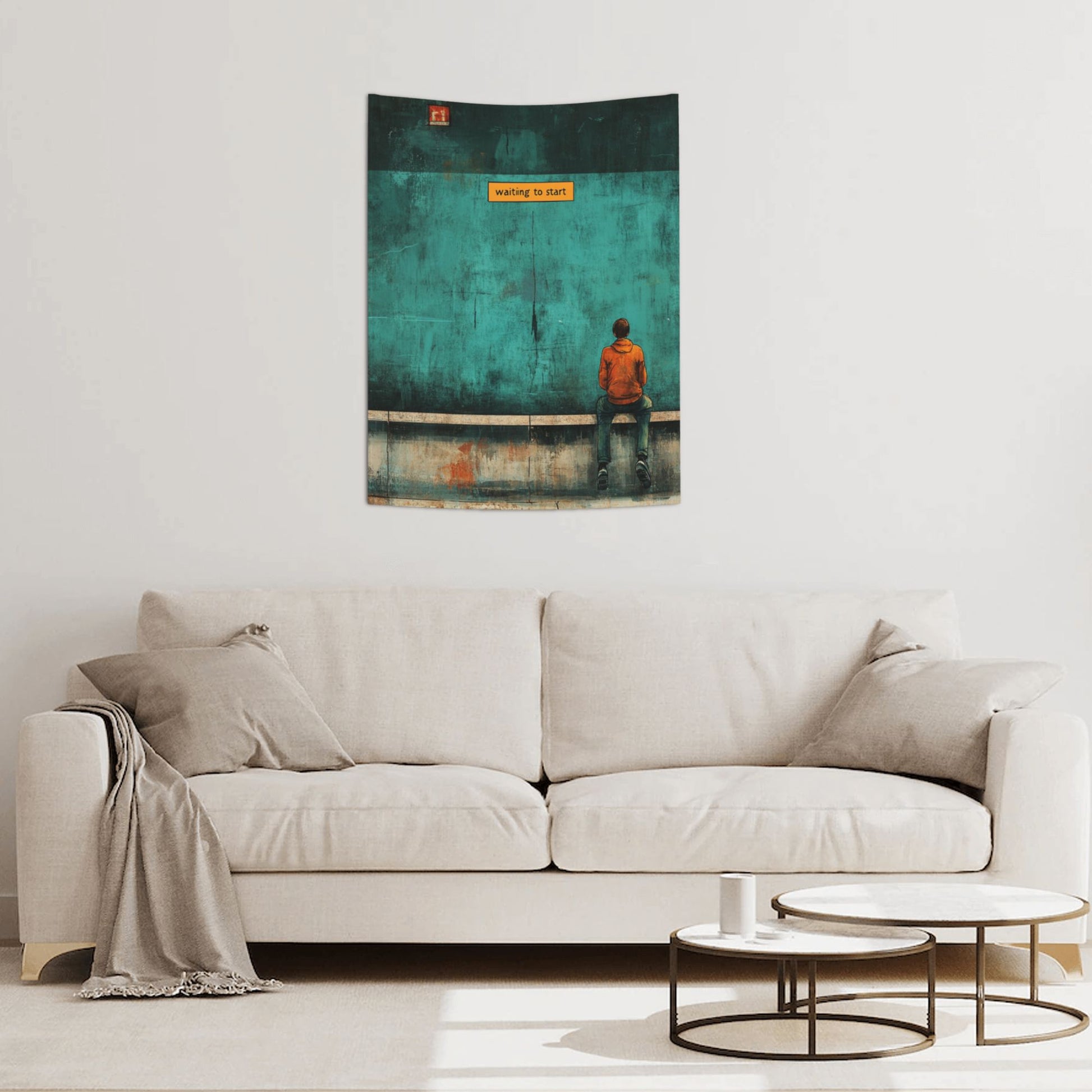 “Waiting to Start” Creative Minimalist Tapestry – Vintage Artistic Wall Decor 73×95cm