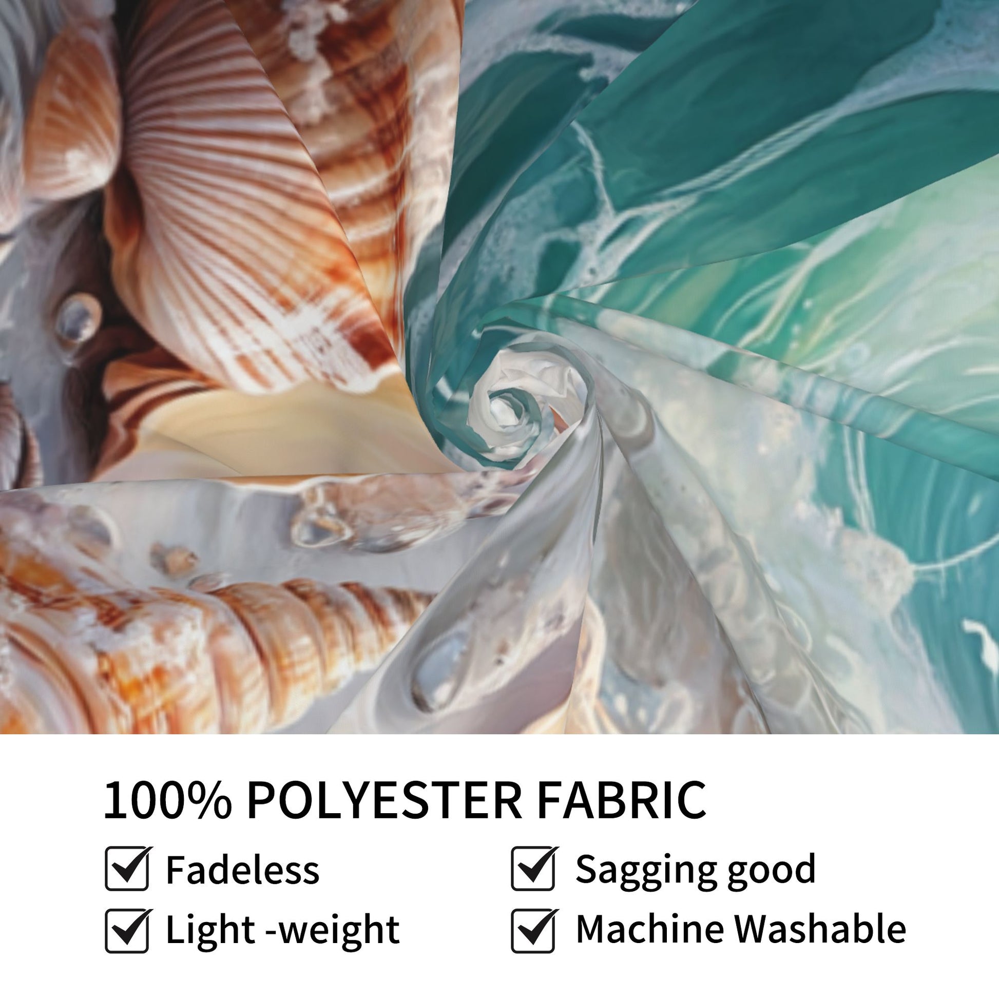 Seaside Shells and Waves Wall Tapestry – Ocean Theme Decorative Cloth 73×95cm